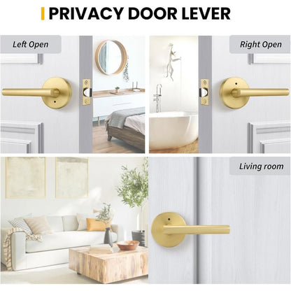 Goldenwarm 1 Pack Gold Door Handles Interior, Brushed Gold Privacy Lever Door