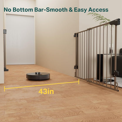 Cumbor 29.2–43" Baby Gate for Stairs, Hardware Mounted (Drill Required) (Brown)