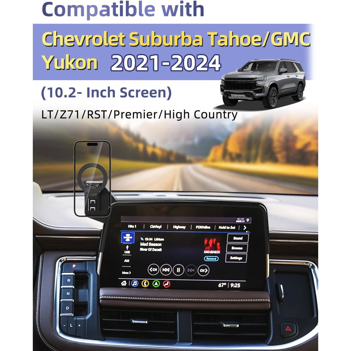 PZK Car Phone Mount For 2021-2024 Chevy Tahoe/Suburban/GMC Yukon.