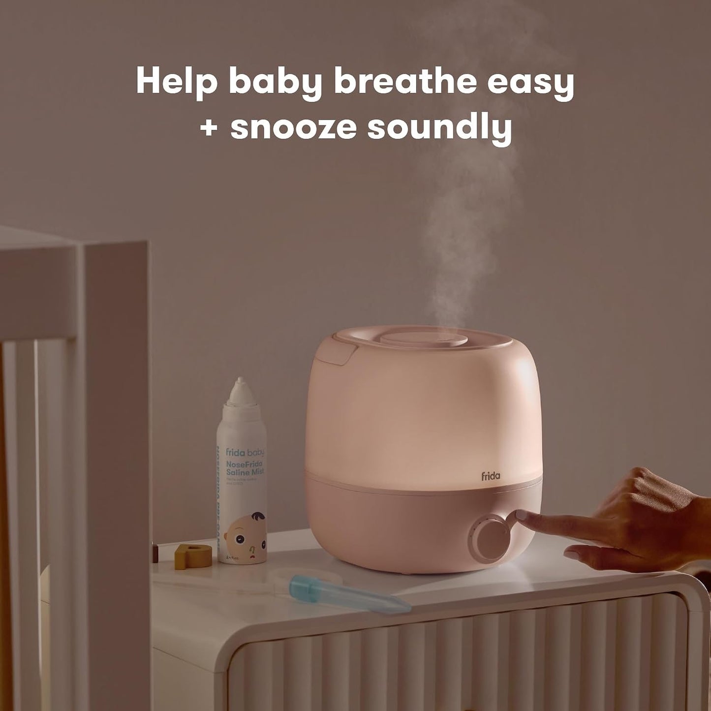 Frida Baby 3-In-1 Cool Mist Humidifier For Large Rooms, Top Fill Humidifie-Peach