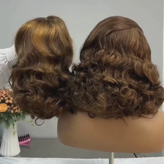 Body Curl 12” and 16” Double Drawn 13x4 Full Frontal Lace Wig Transparent Lace 200% Density