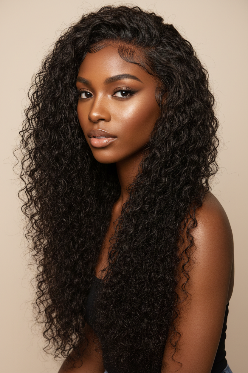 Deep Wave 13x4 Full Frontal Lace Wigs 28"-30" Transparent Lace Small Cap Human Hair 210% Density