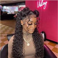 22" Deep Wave 13x4 Full Frontal  Wig Transparent Lace 150% Density