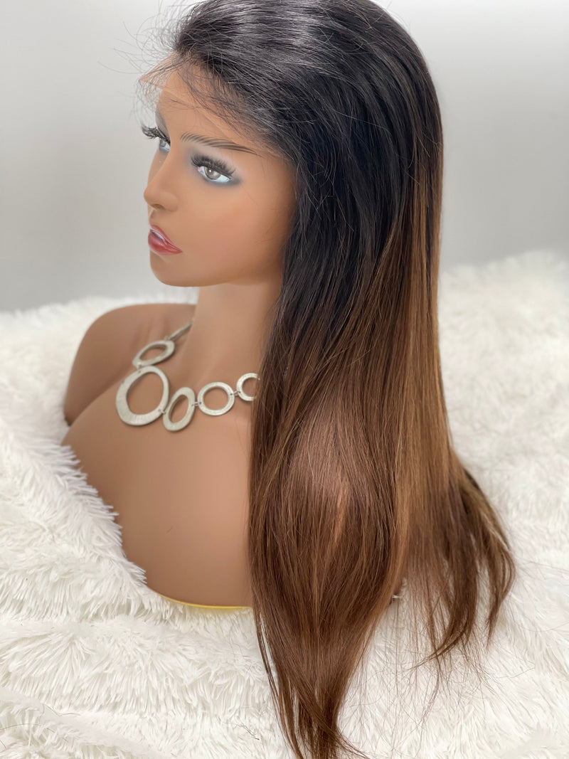 18" Straight 13x3 Frontal Lace Wig #1/Brown Cinnamon